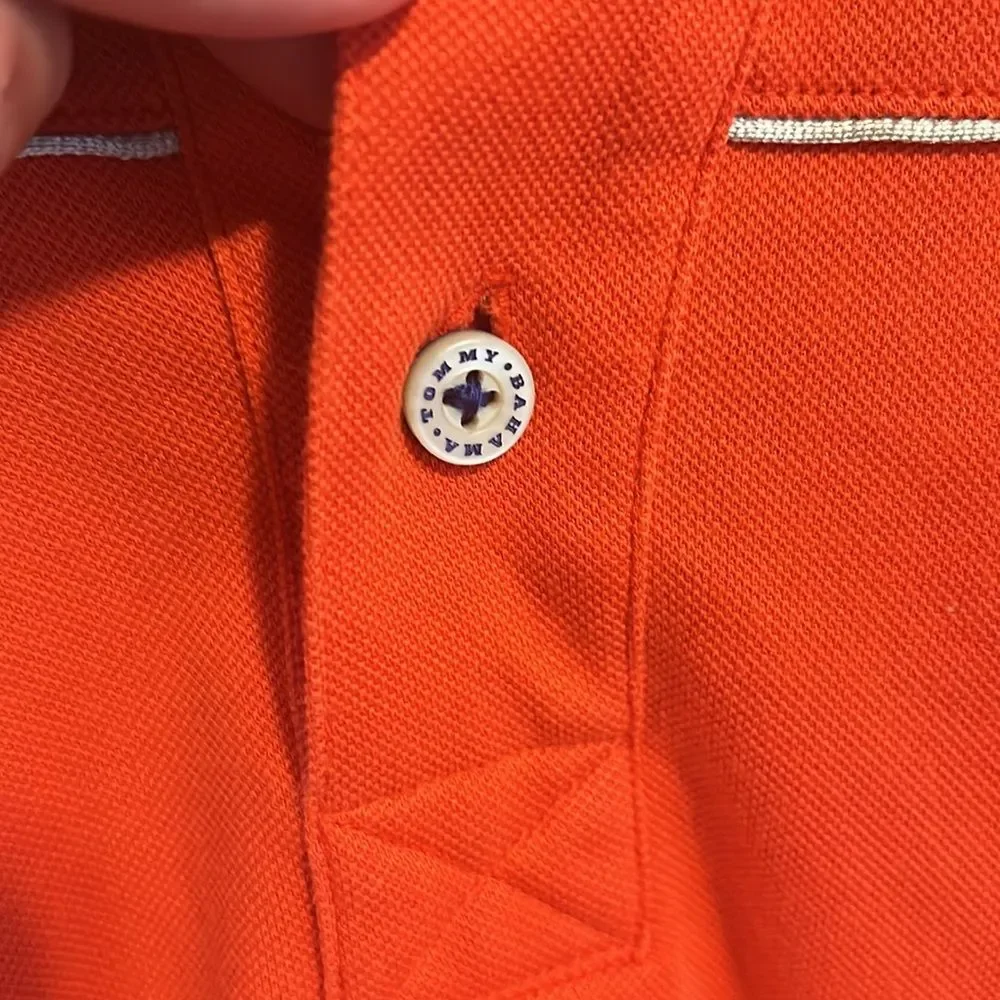 Tommy Bahama Reddish Orange Polo Shirt. Size Large